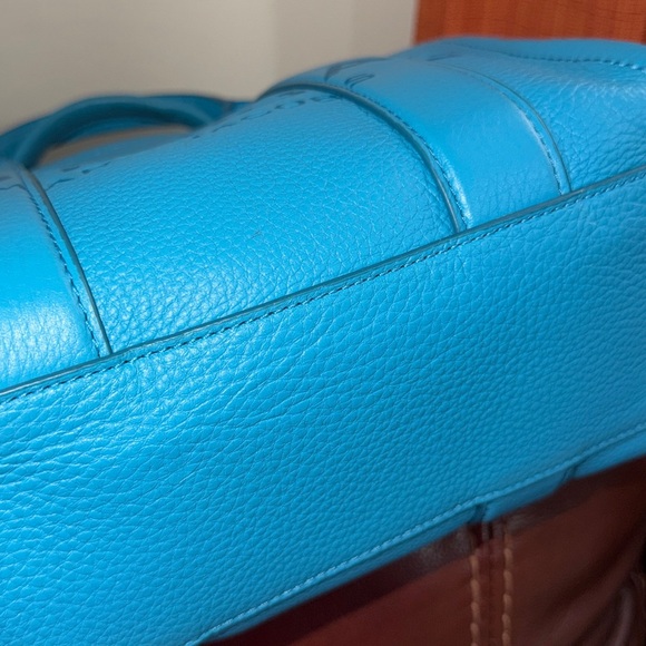 🔥🔥🔥Marc Jacobs Blue The Leather Small Tote Satchel Crossbody Bag - Picture 8 of 15